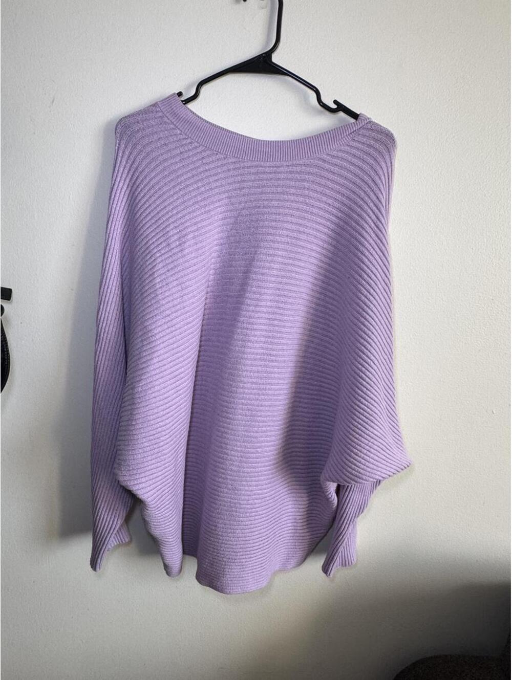 Lilac Ribbed Knit Sweater Oversized Large PTP 25” GC